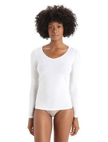 Women's Icebreaker Merino Siren Long Sleeve Sweetheart Top Underwear Snow | CA 1258YXFU